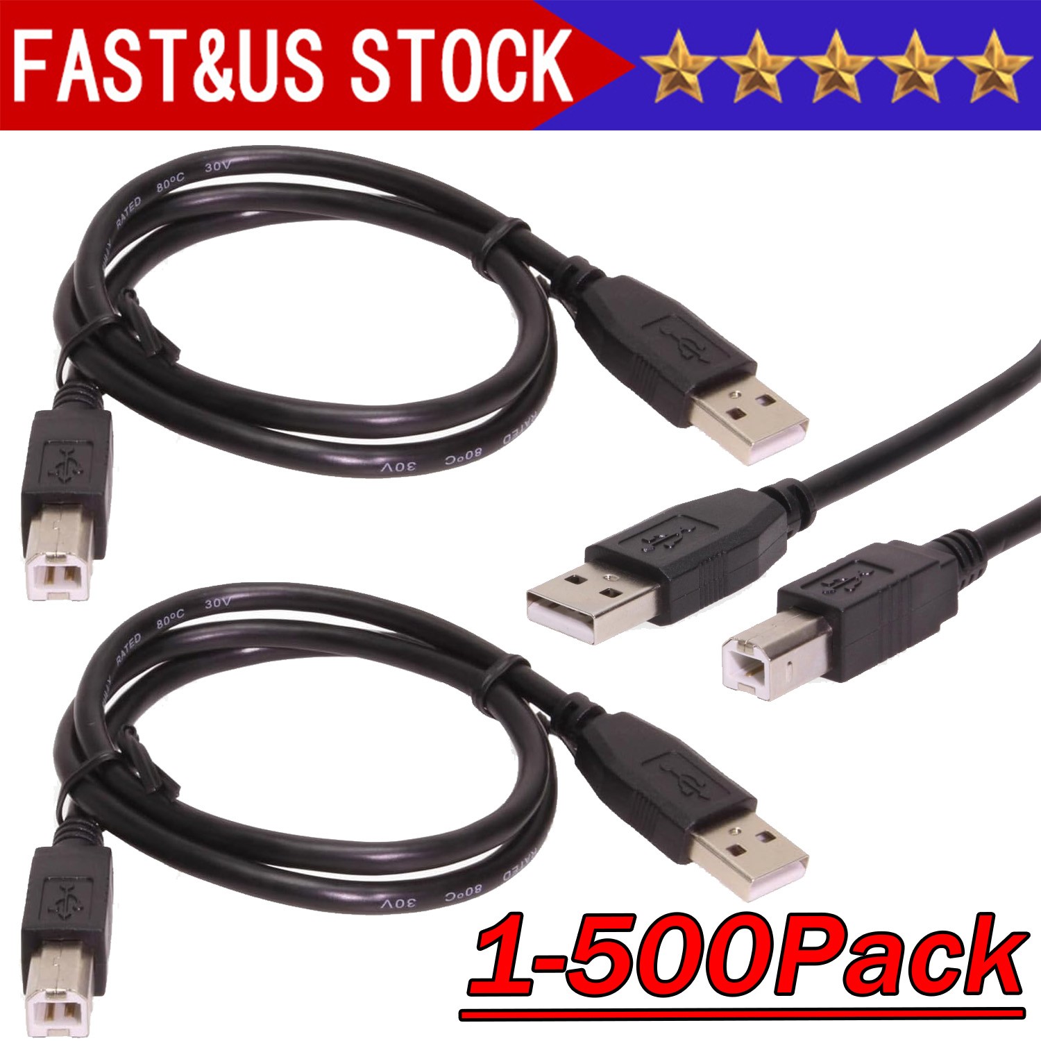 NEW USB 2.0 A TO B High Speed Printer Scanner Premium Cable Cord 1.5m Lot