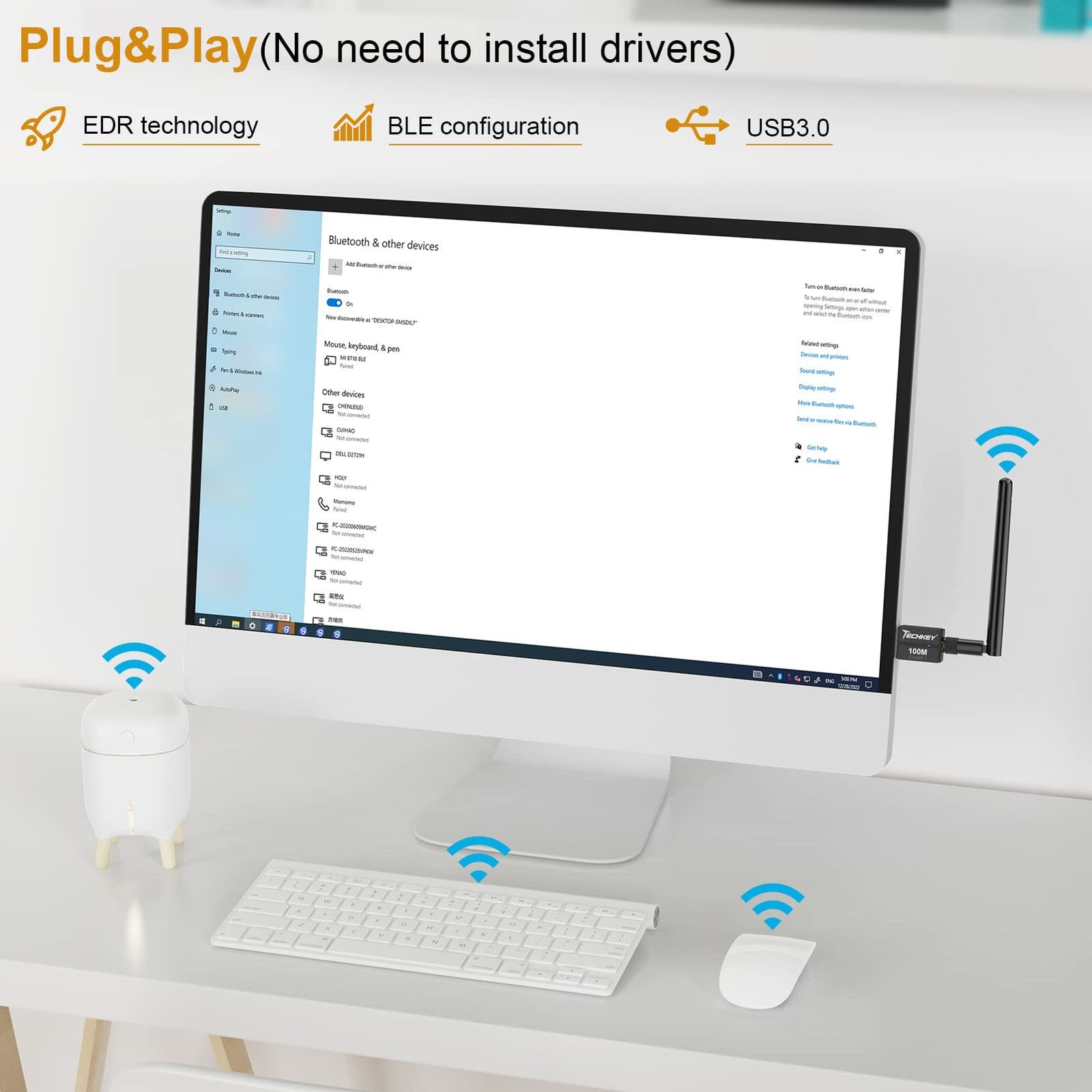 Long Range USB Bluetooth 5.3 Adapter for Desktop PC – 328FT Wireless