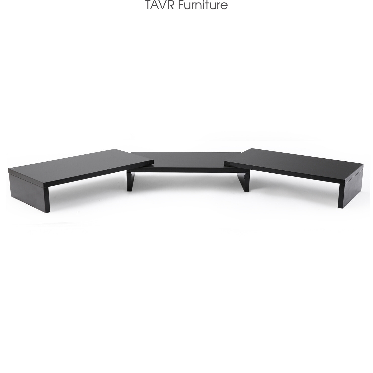 Wood Dual Monitor Desktop Stand Risers with Length and Angle Adjustable 3 Shelf