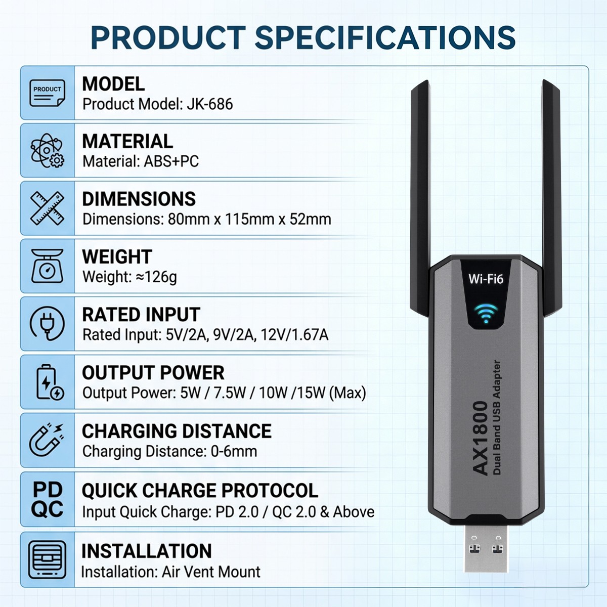 USB 3.0 Wireless WIFI 6 Adapter 1800Mbps Long Range Dongle Dual Band Network lot