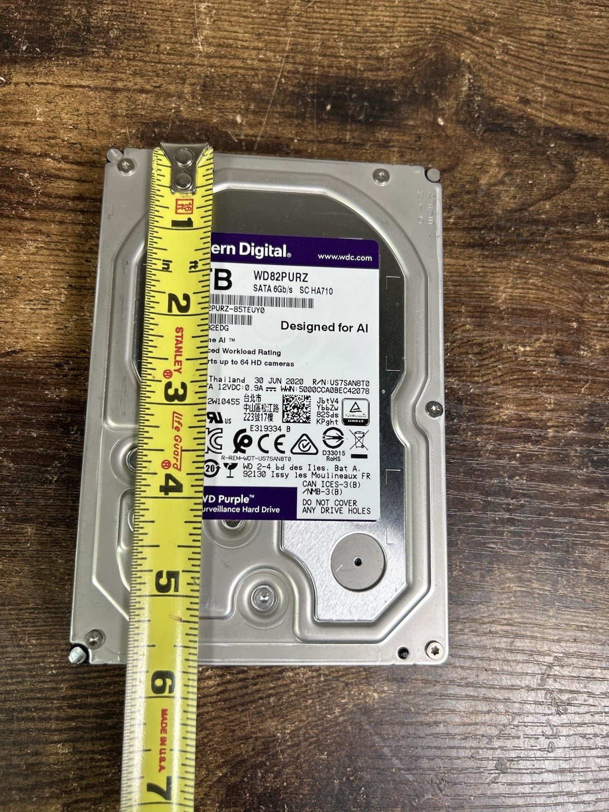 Western Digital Purple 8TB Internal Desktop Surveillance Hard Drive (WD82PURZ)