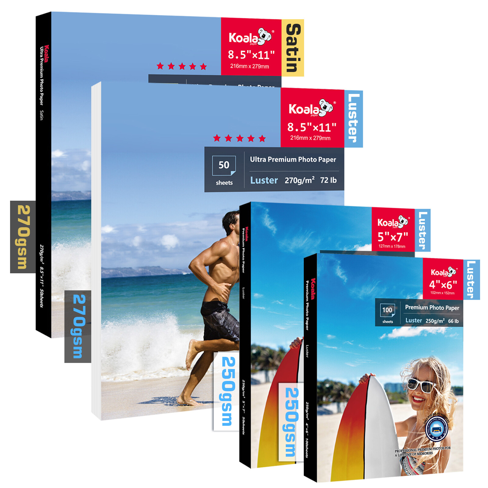 Lot Koala Premium Luster Photo Paper 4×6 5×7 8.5×11 66lb / 72lb Inkjet Printer