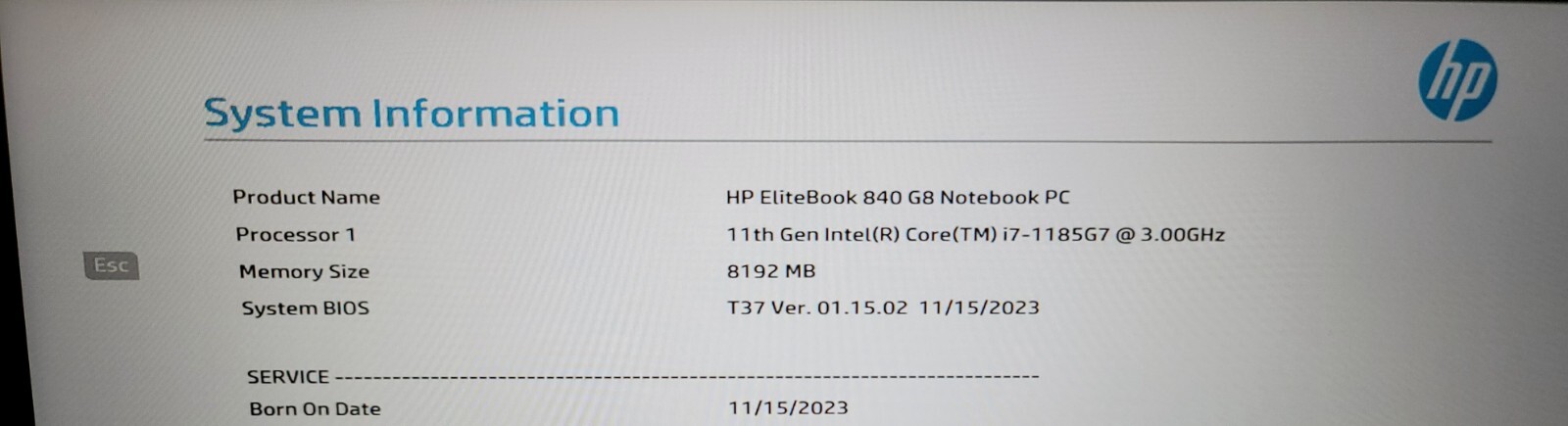 HP ELITEBOOK 840 G8 | i7-1185G7 | 3.00GHz | 8GB RAM | OPEN BIOS | GOOD BATTERY