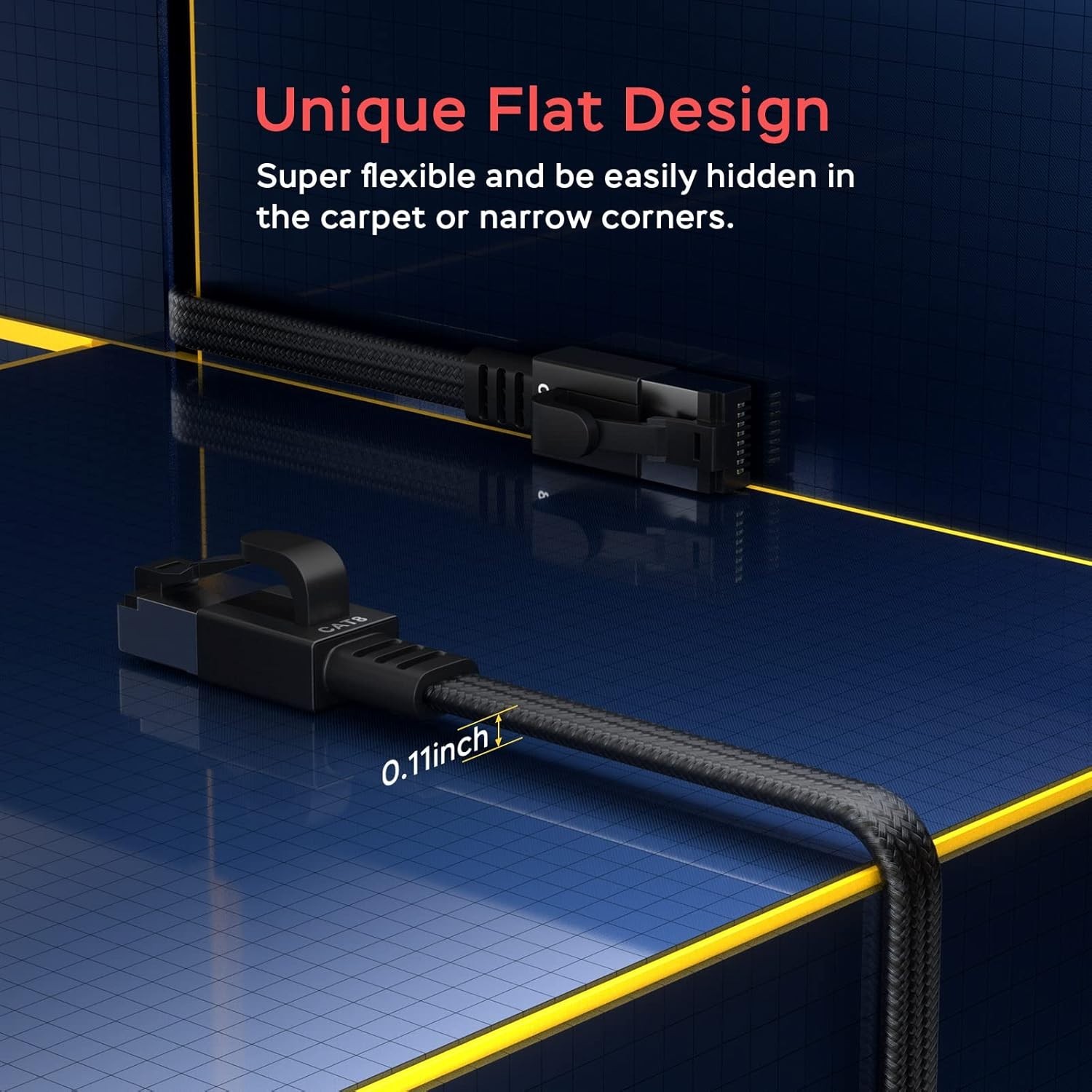Ethernet Cable 50 ft Cat 8 High Speed Shielded LAN Patch Cord for Gaming Stre…