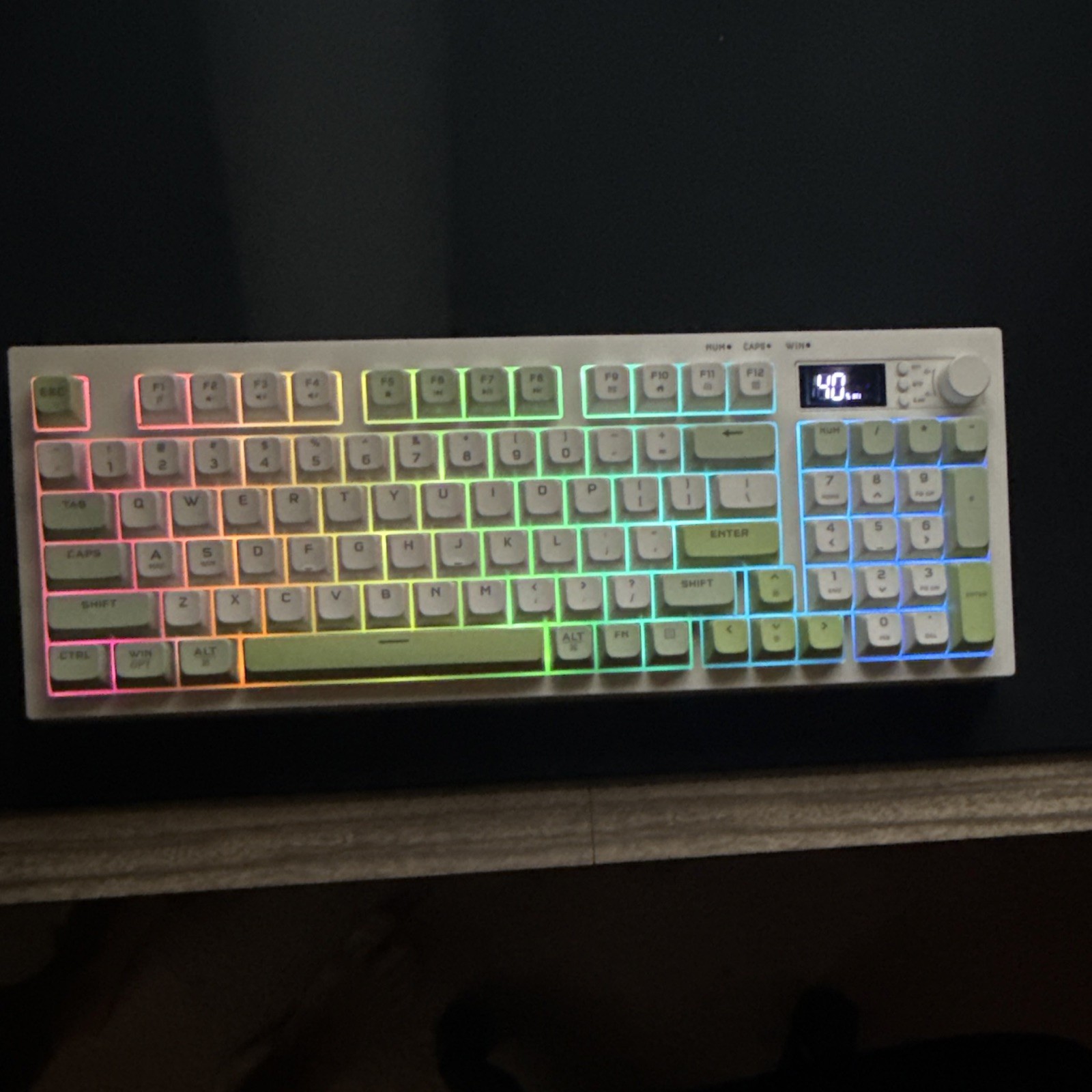 Mechanical Wireless Bluetooth USB-C RGB Backlit Keyboard White Green