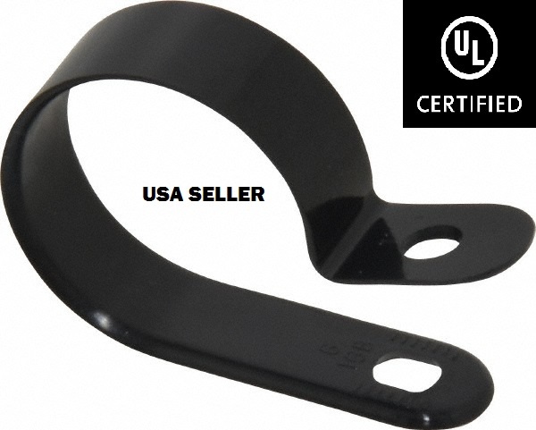 100 PCS PACK 1/8″ Inch R-Type CABLE CLAMPS NYLON BLACK HOSE WIRE ELECTRICAL UV