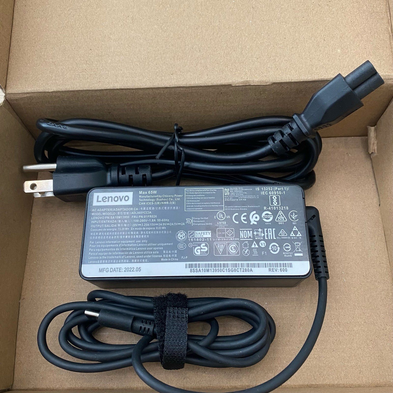 OEM Lenovo 65W USB C Type-C Laptop Adapter Charger For ADLX65YDC2A ThinkPad X1