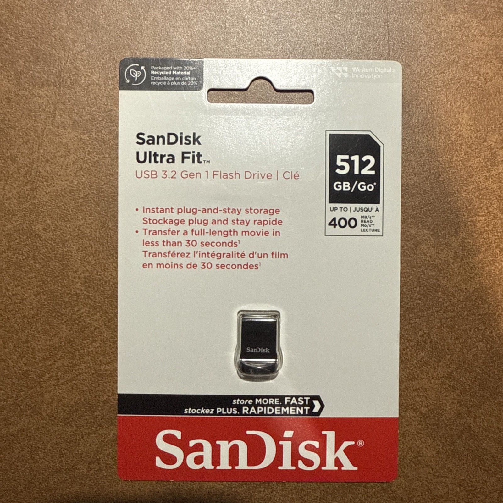 SanDisk 512GB Ultra Fit USB 3.2 Flash Drive, Black – SDCZ430-512GB-Up to 400MB/s