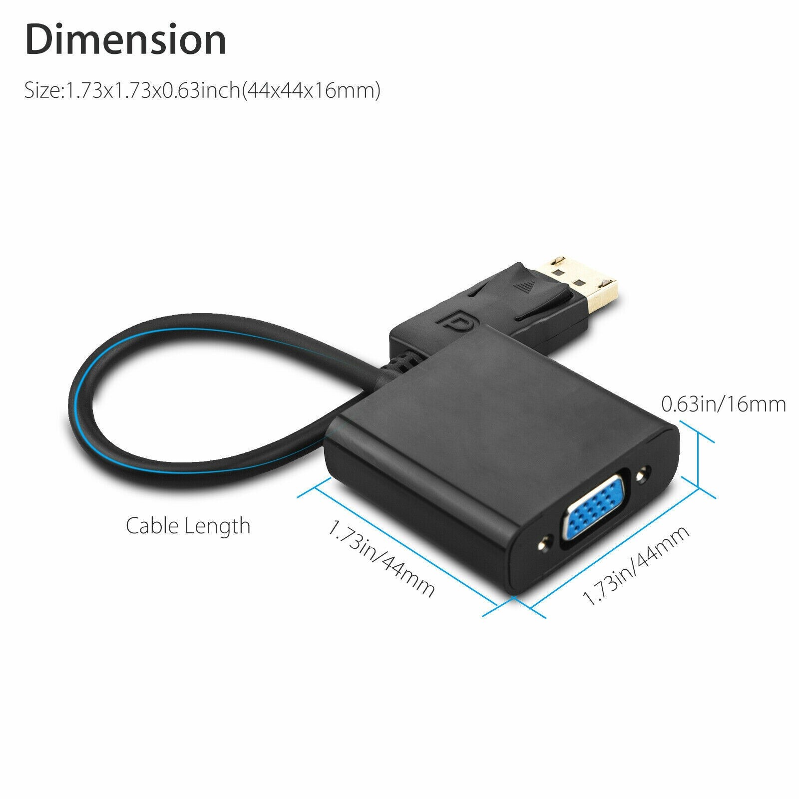 Displayport DP Male To VGA Female Adapter Display Port Cable Converter A6O8