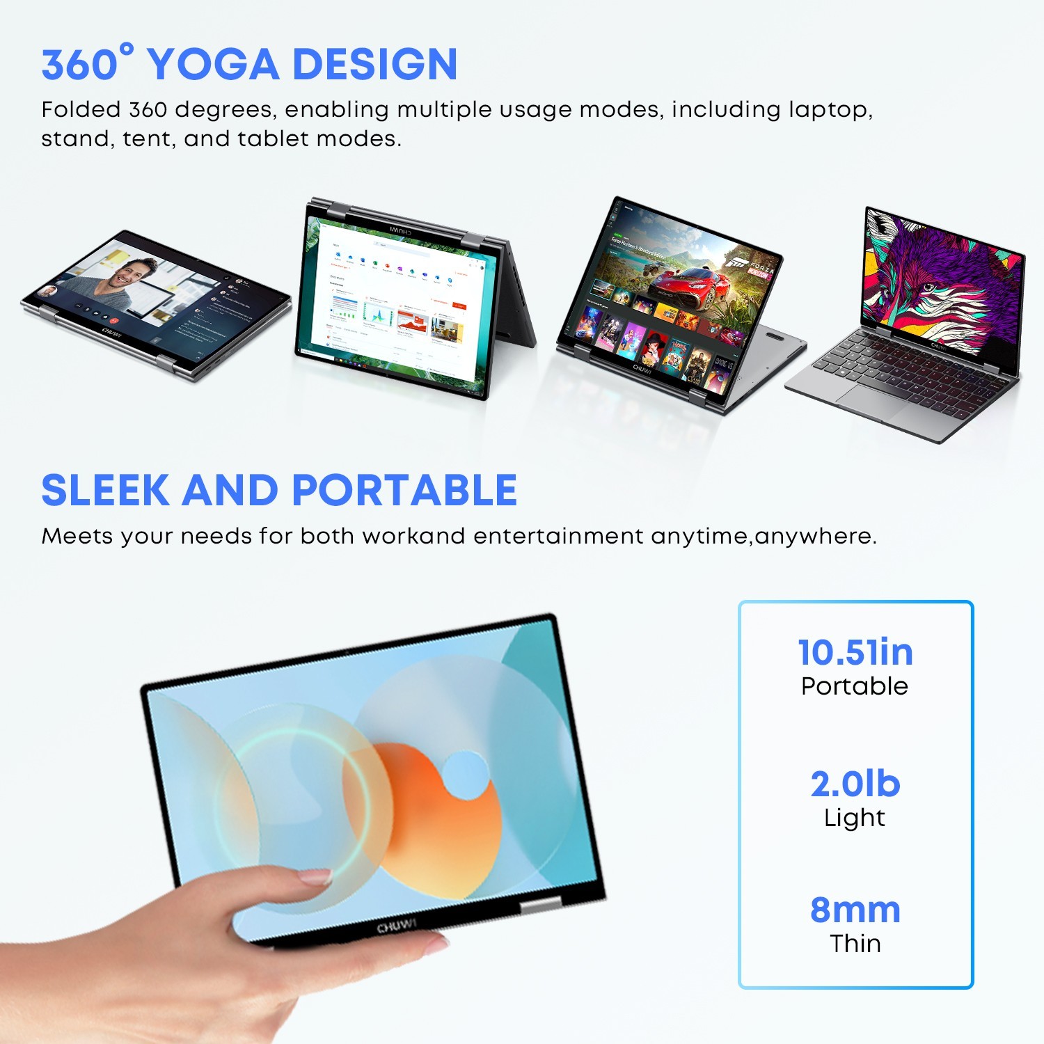 CHUWI Minibook X 10.5″ Touchscreen Laptop | Intel N150 | 12GB RAM | 512GB SSD