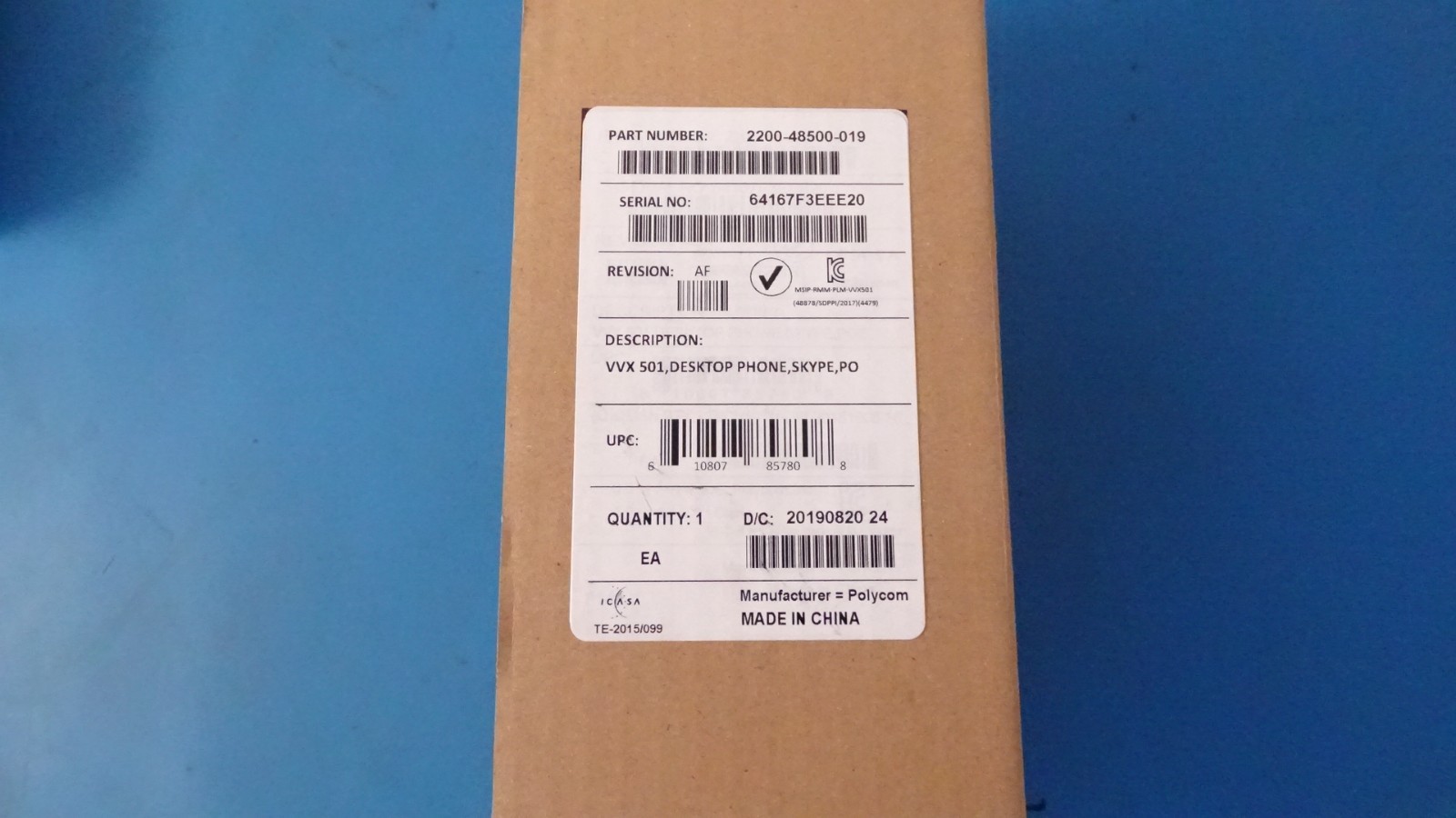 Polycom VVX 501 Skype Business IP Desktop Phone 2200-48500-019