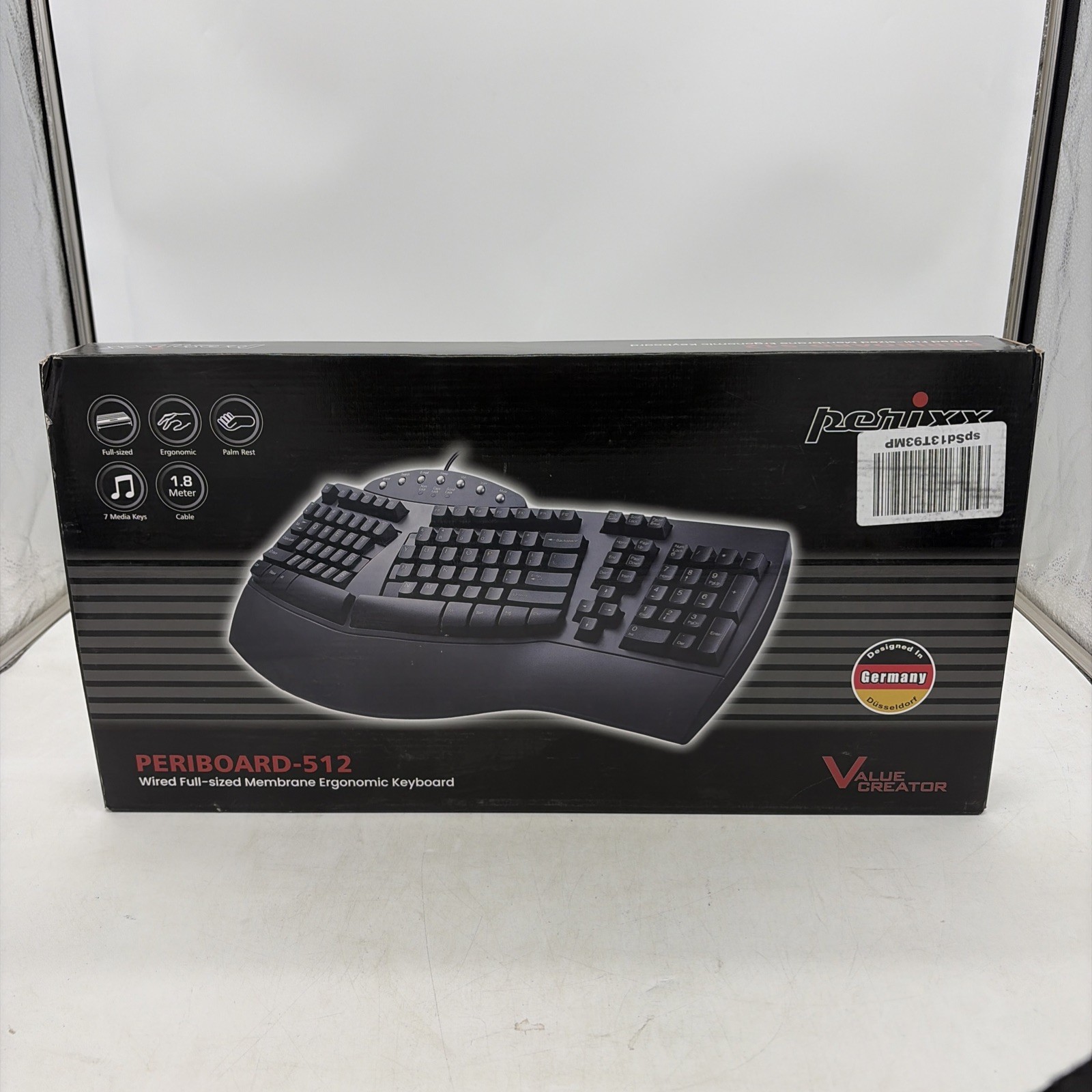 Perixx PERIBOARD-312 Ergonomic Backlit Keyboard – Wired USB with 2 Hubs Black