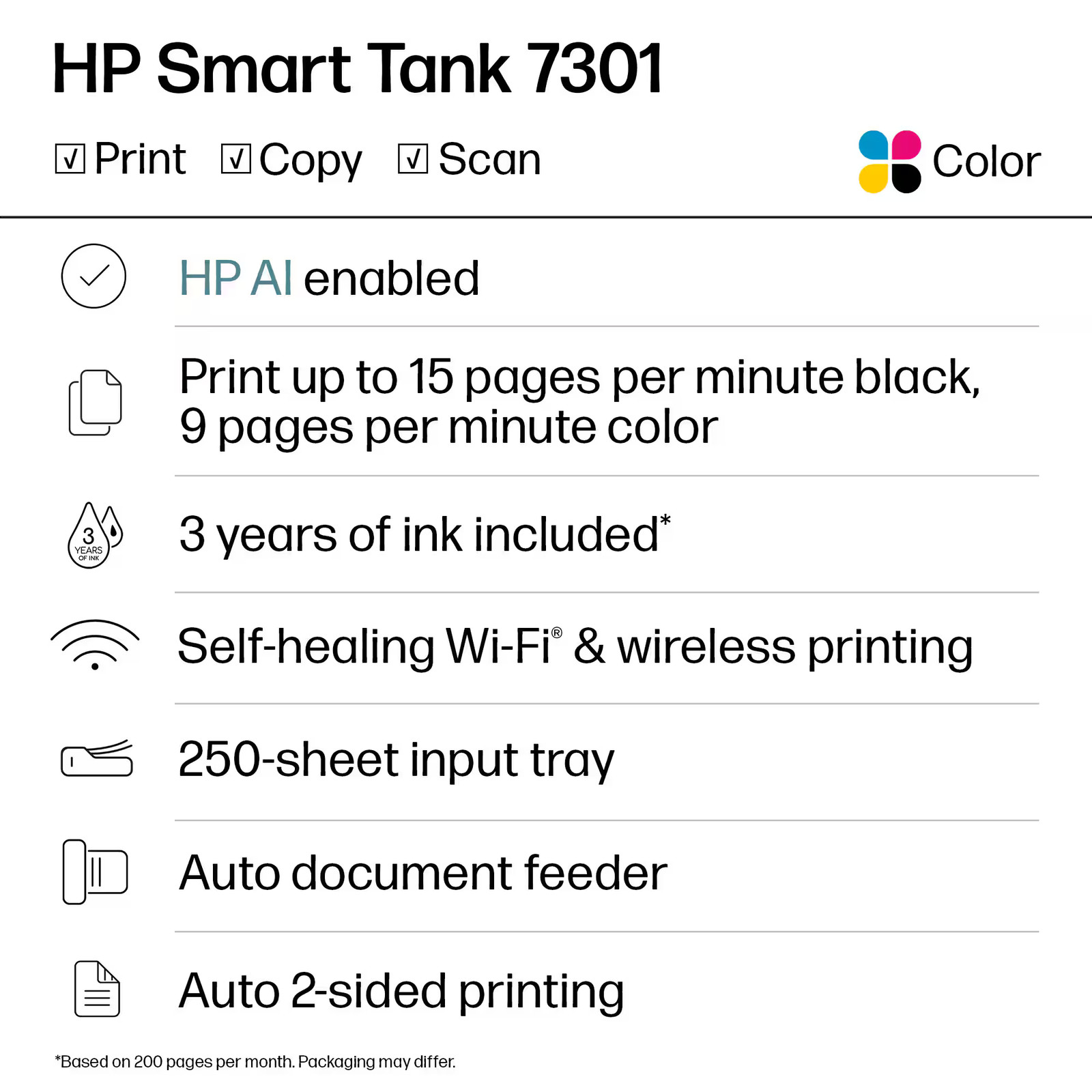 HP – Smart Tank 7301 Wireless All-In-One Supertank Inkjet Printer with up to …
