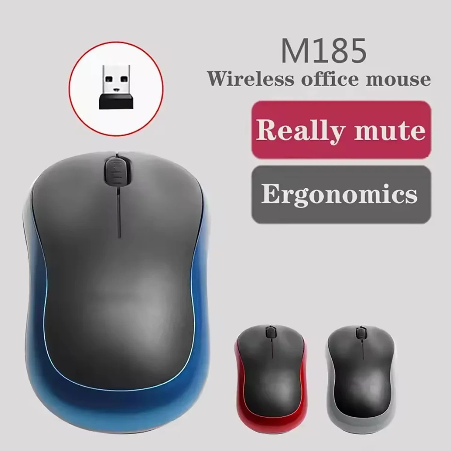 Logitech M185 Wireless Mouse 2.4Ghz USB 1000DPI Mice USB Receiver Mute Optical N