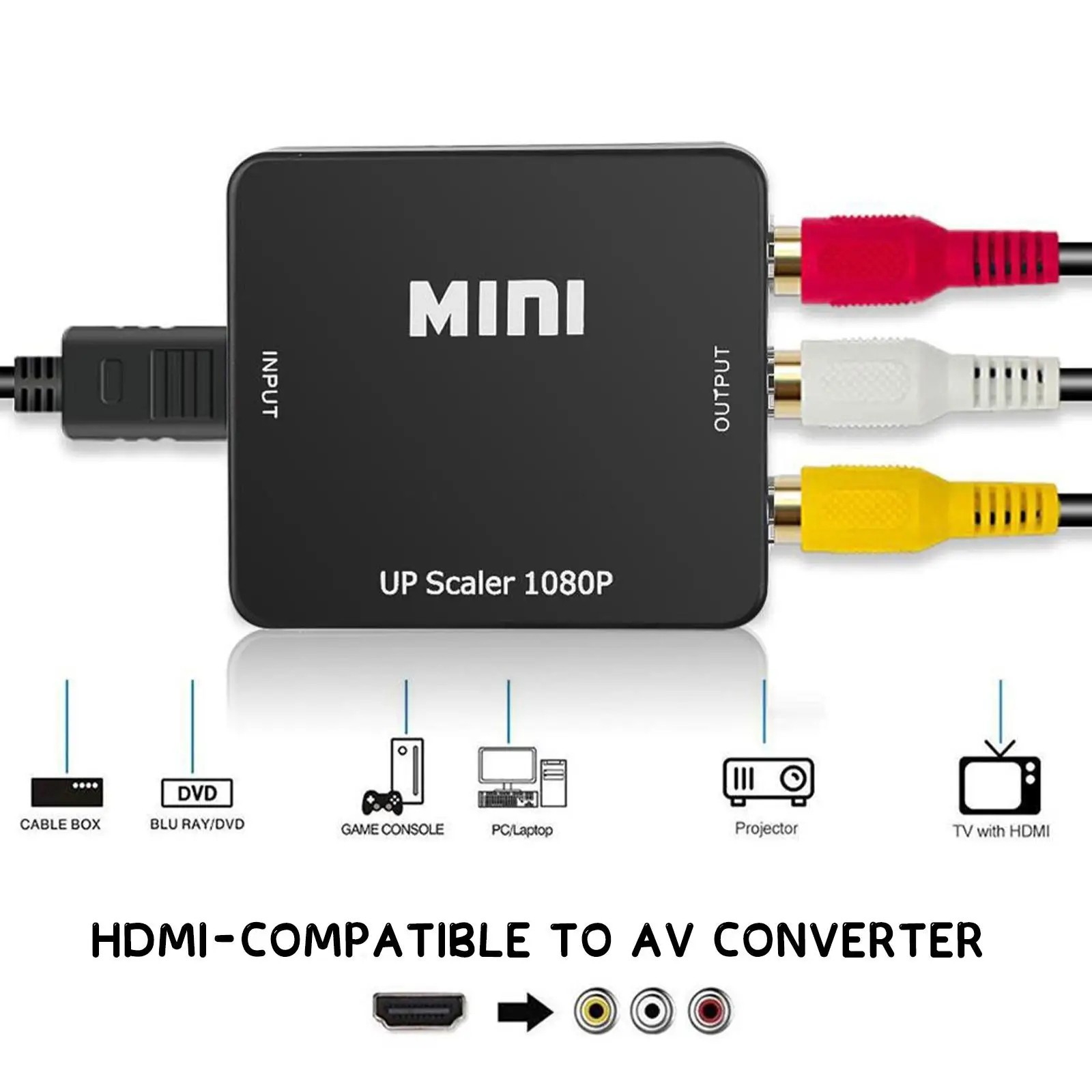 HDMI To RCA AV Adapter Converter Cable CVBS 3RCA 1080P Composite Video Audio