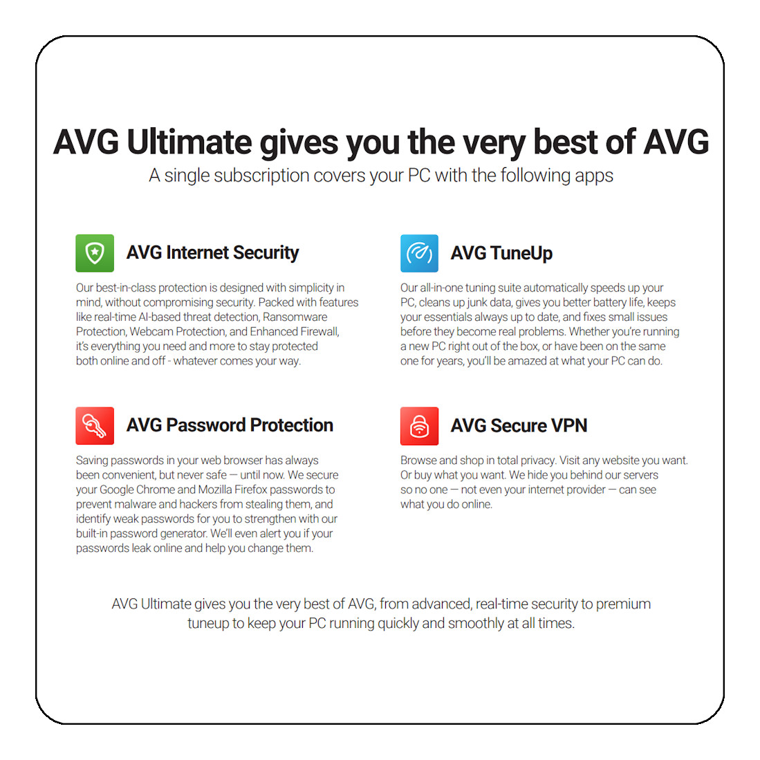 AVG Ultimate 2026 – 1 PC – 1 Year – VPN, TuneUp & AntiTrack – [Download]