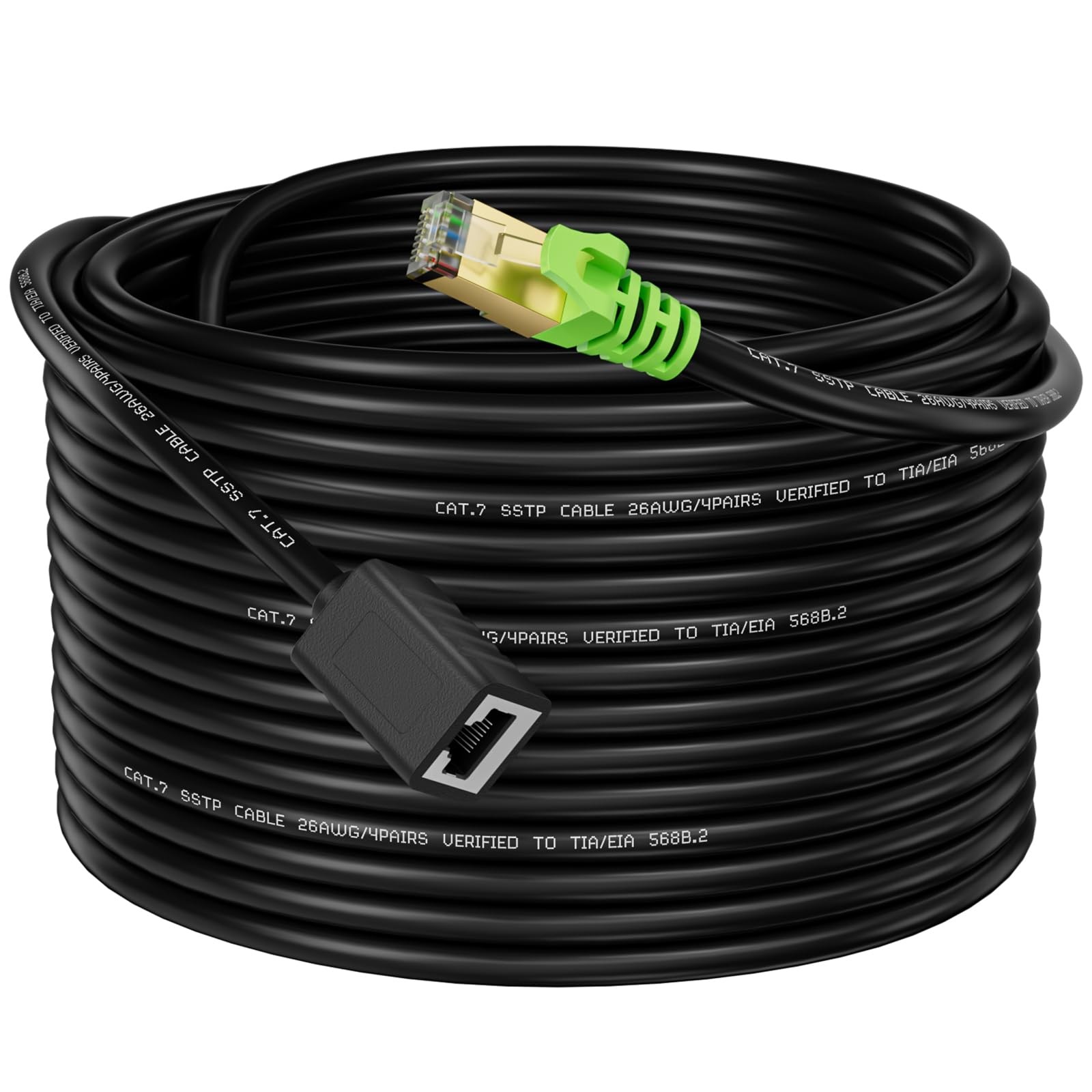 Cat6a Ethernet Extension Cable 3ft RJ45 Shielded Male to Female Patch Cord