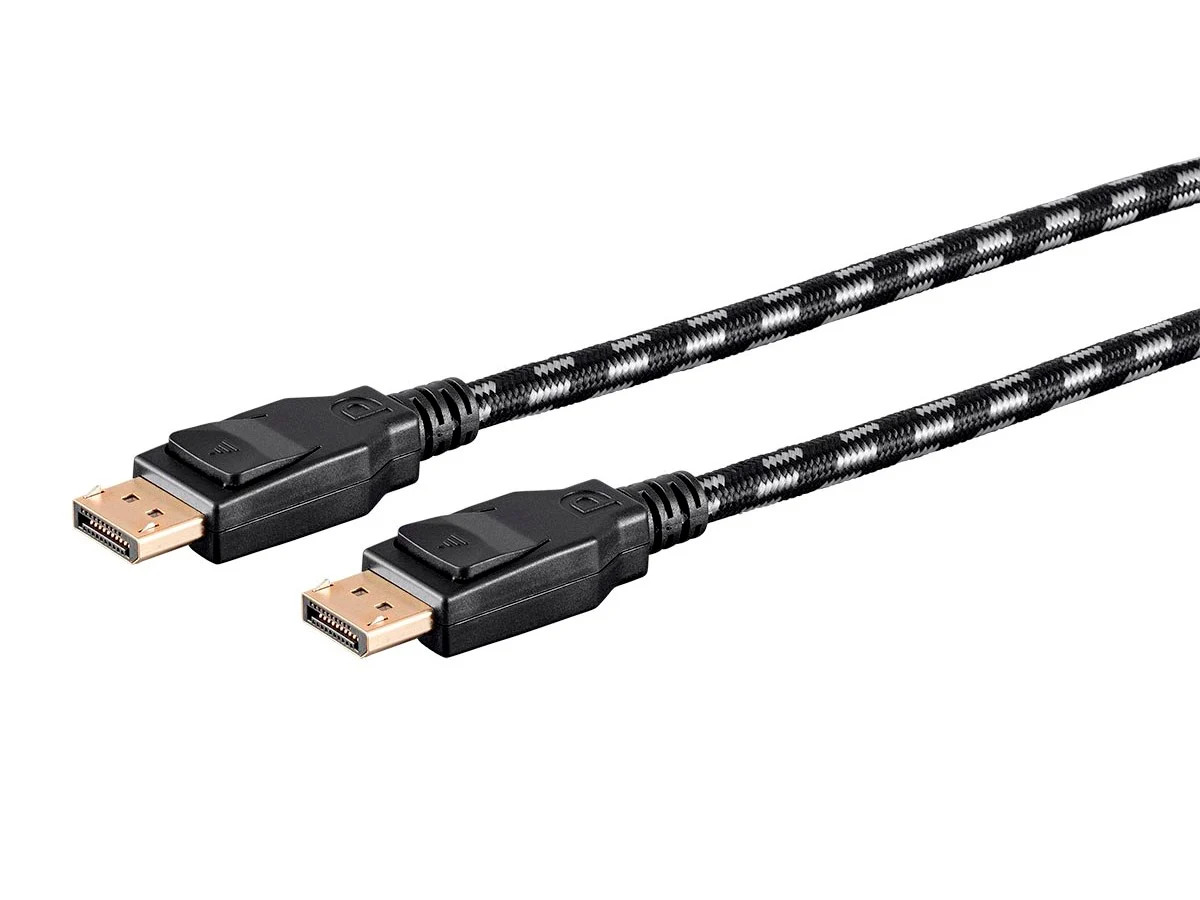 Monoprice Braided DisplayPort 1.4 Cable – 10 Feet – Gray, 8K, Up To 32.4Gbps