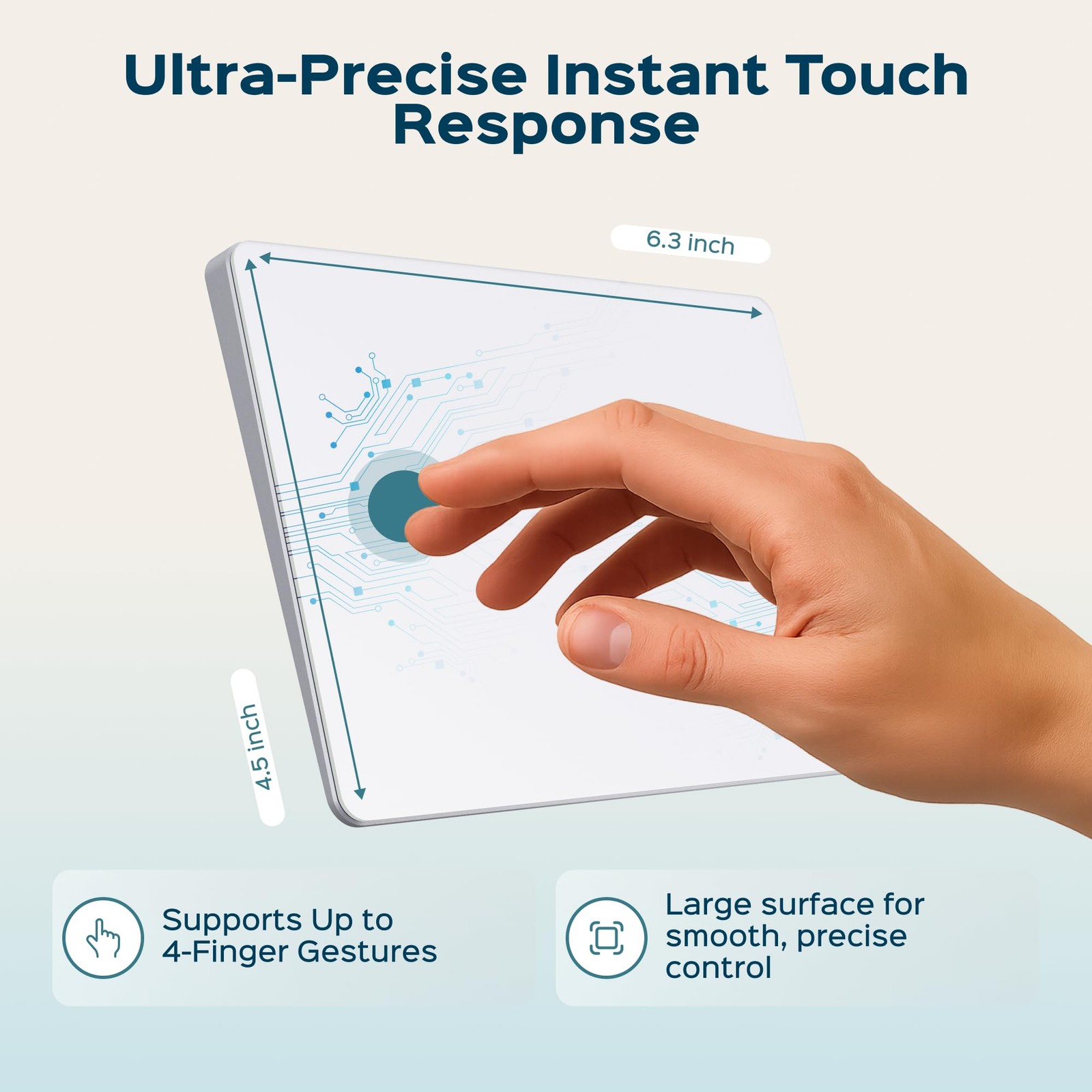 Turonic TP1 Wireless Touchpad, Bluetooth + 2.4GHz, USB-C, 30H, Glass Surface