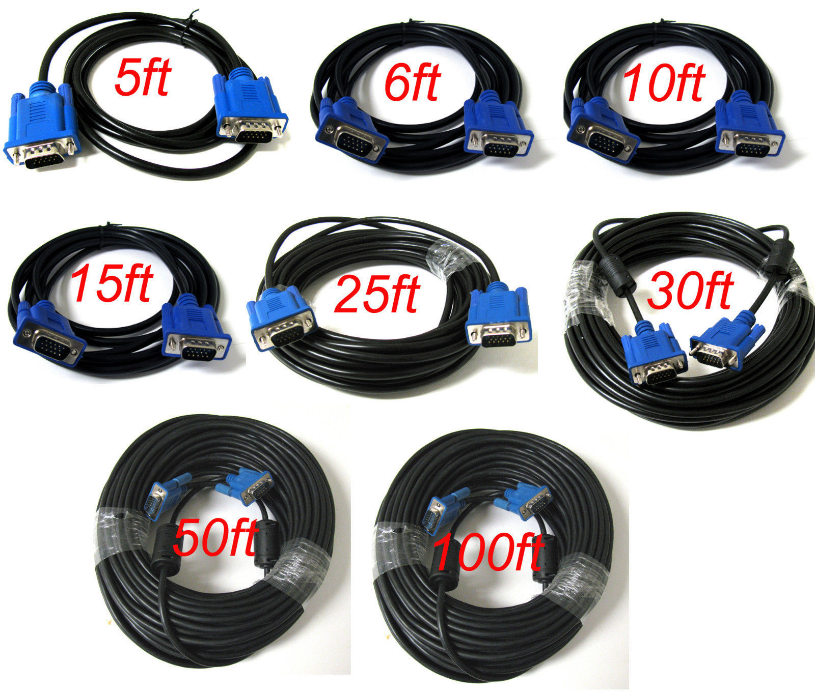 SVGA SUPER VGA Monitor 15PIN M/M Male To Male Cable CORD FOR PC TV HDTV Blue Us