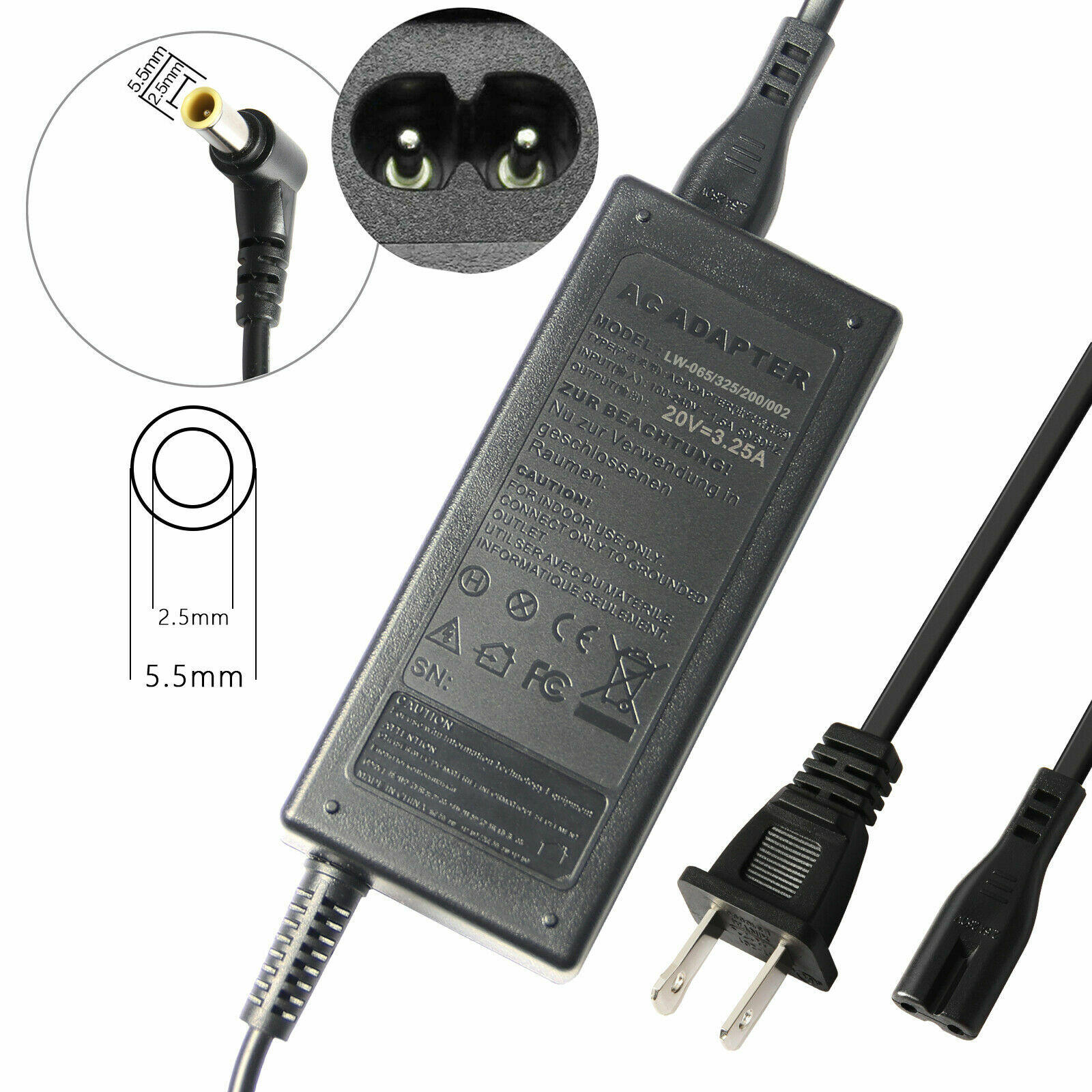 20V 3.25A 65W AC Adapter Charger Power Supply For IBM Lenovo IdeaPad 5.5*2.5mm