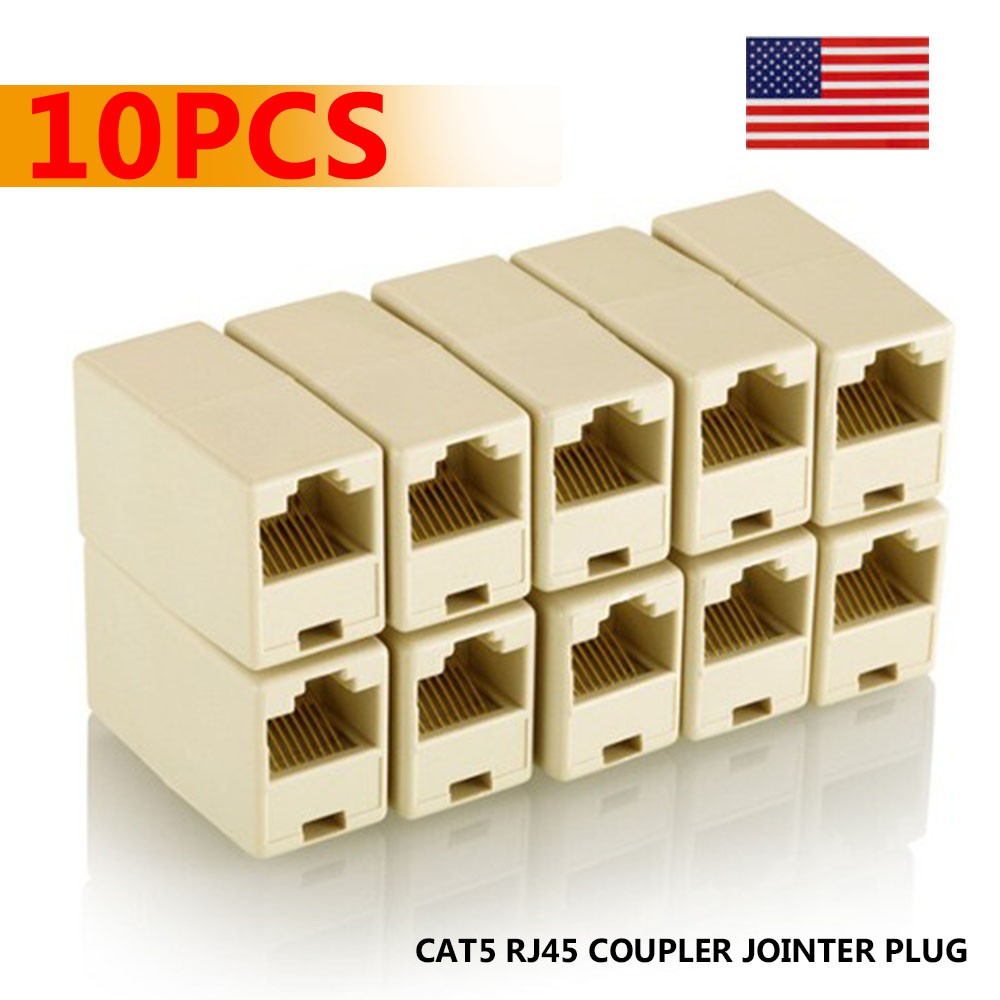 Pack of 10 RJ45 Coupler Cat5e Ethernet Network Cable Connector Extension US~~