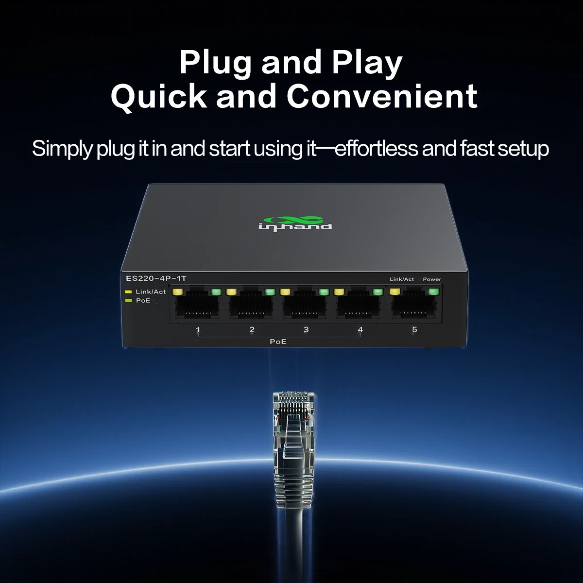 5Ports Gigabit Network Switch w/ 4 PoE+ Ports Total 52W each port 30W Plug&Play