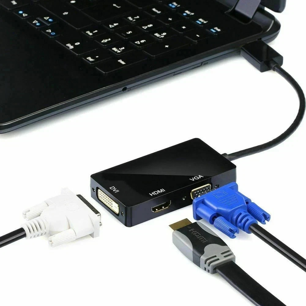 LOT Thunderbolt/Mini Display Port/DP to VGA/HDMI/DVI Multi Port Adapter Black