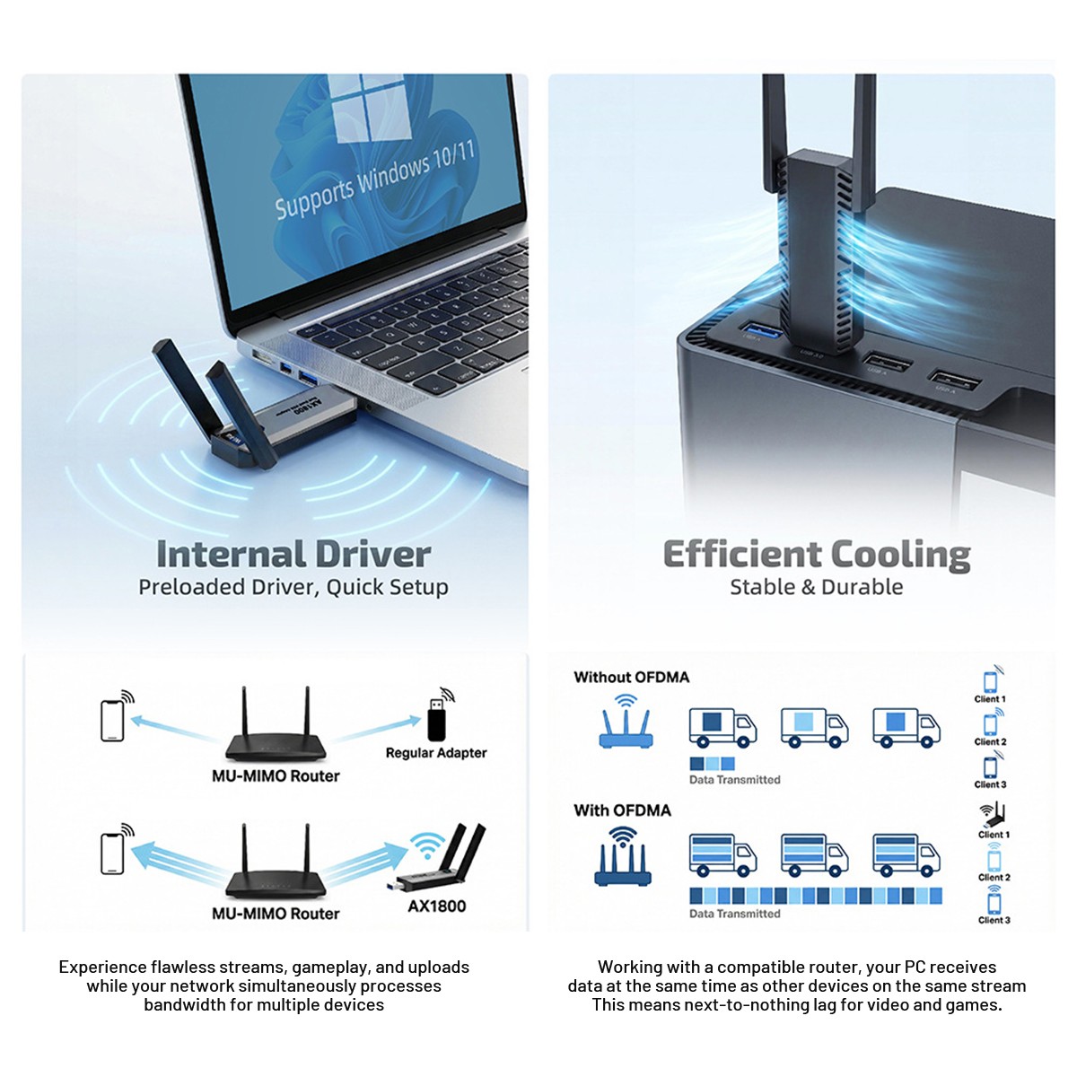 USB 3.0 Wireless WIFI 6 Adapter 1800Mbps Long Range Dongle Dual Band Network lot