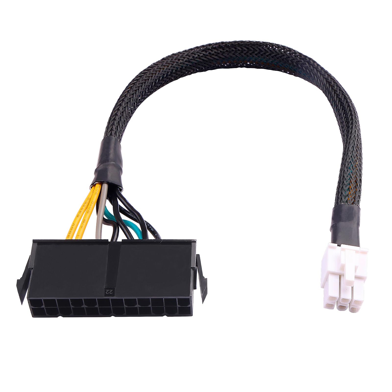 30cm Braided 18AWG ATX PSU Power Adapter 24Pin to 6Pin Square Connector