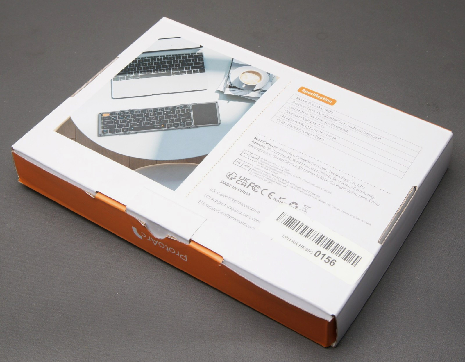 ProtoArc XK02 portable folding keyboard with touchpad-wireless USB C -OPEN BOX !
