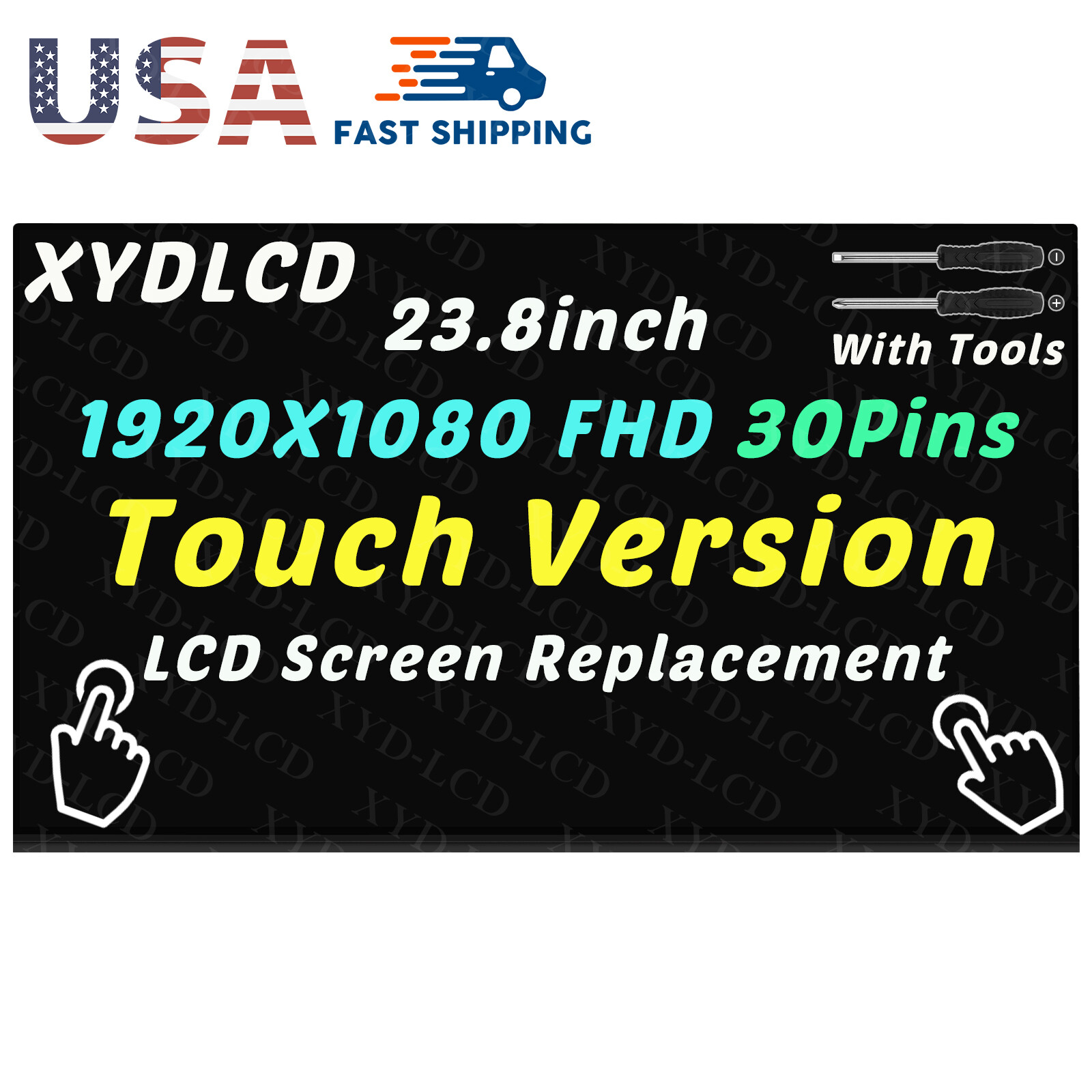 New 24in for Dell OptiPlex 7490 AIO W26C W26C003 LCD Touch Screen Replacement