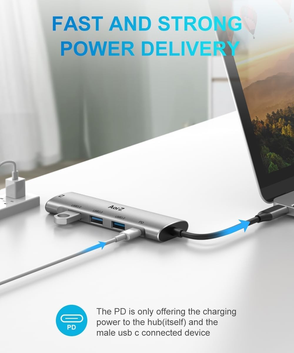 USB C Hub,USB C Hub Multiport Adapter 4K@60Hz 5 in 1 USBC to Hdmi Adapter wit…