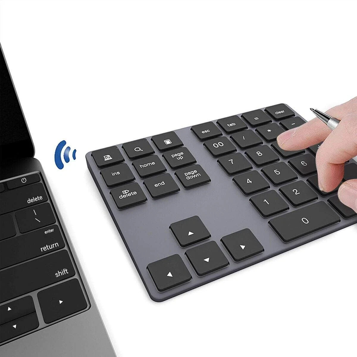 Bluetooth Number Pad Wireless USB-C Rechargeable 34-Keys for MacBook/PC