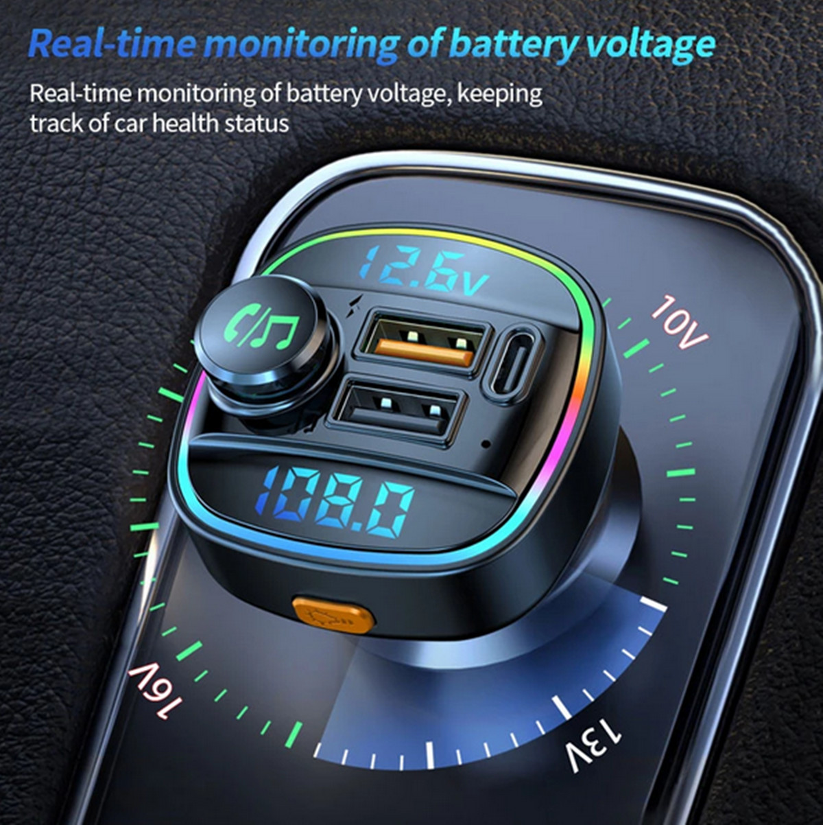 Bluetooth5.0 Wireless Car FM Transmitter MP3 AUX Receiver Adapter 2USB Charger