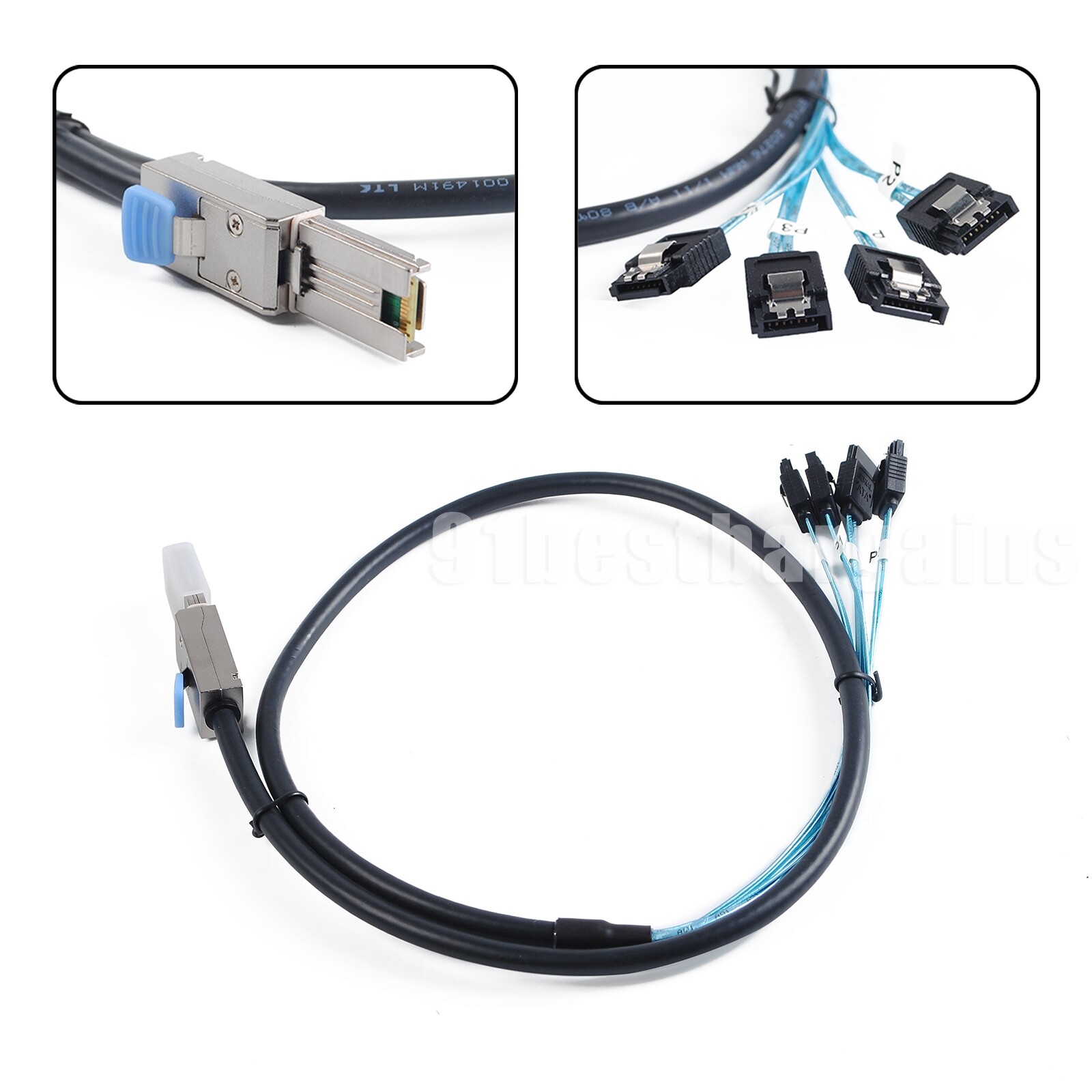 Mini SAS SFF-8088 to 4x SATA 7Pin Mini-SAS Male TO SATA Adapter Cable 1M 3.3ft