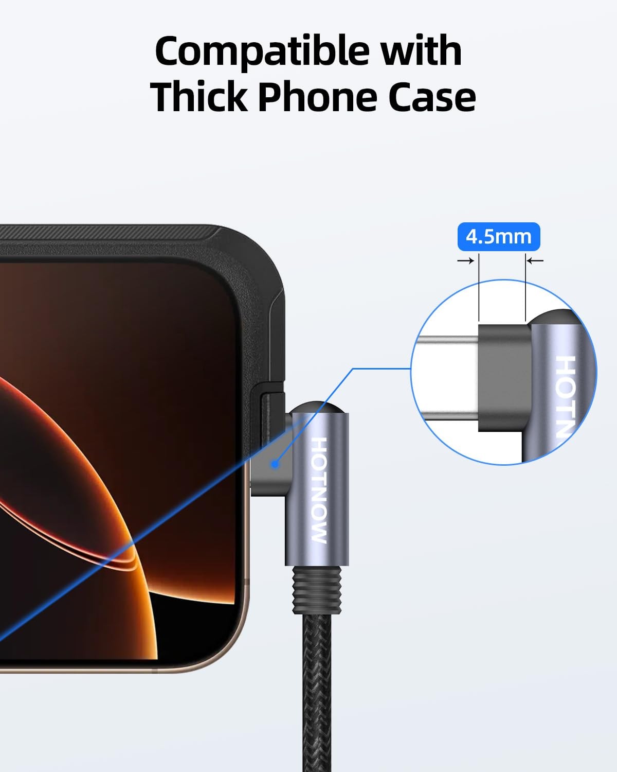 HOTNOW USB C to C Cable Right Angle 1ft 3Pack, 12inch PD 65W 1FT, Black