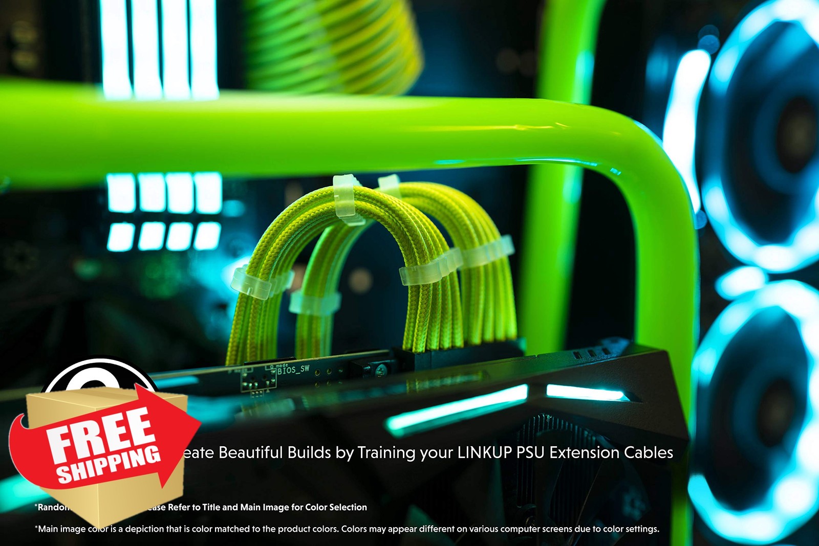LINKUP 30cm BlueBlack 4-Pack PSU Cable Extension