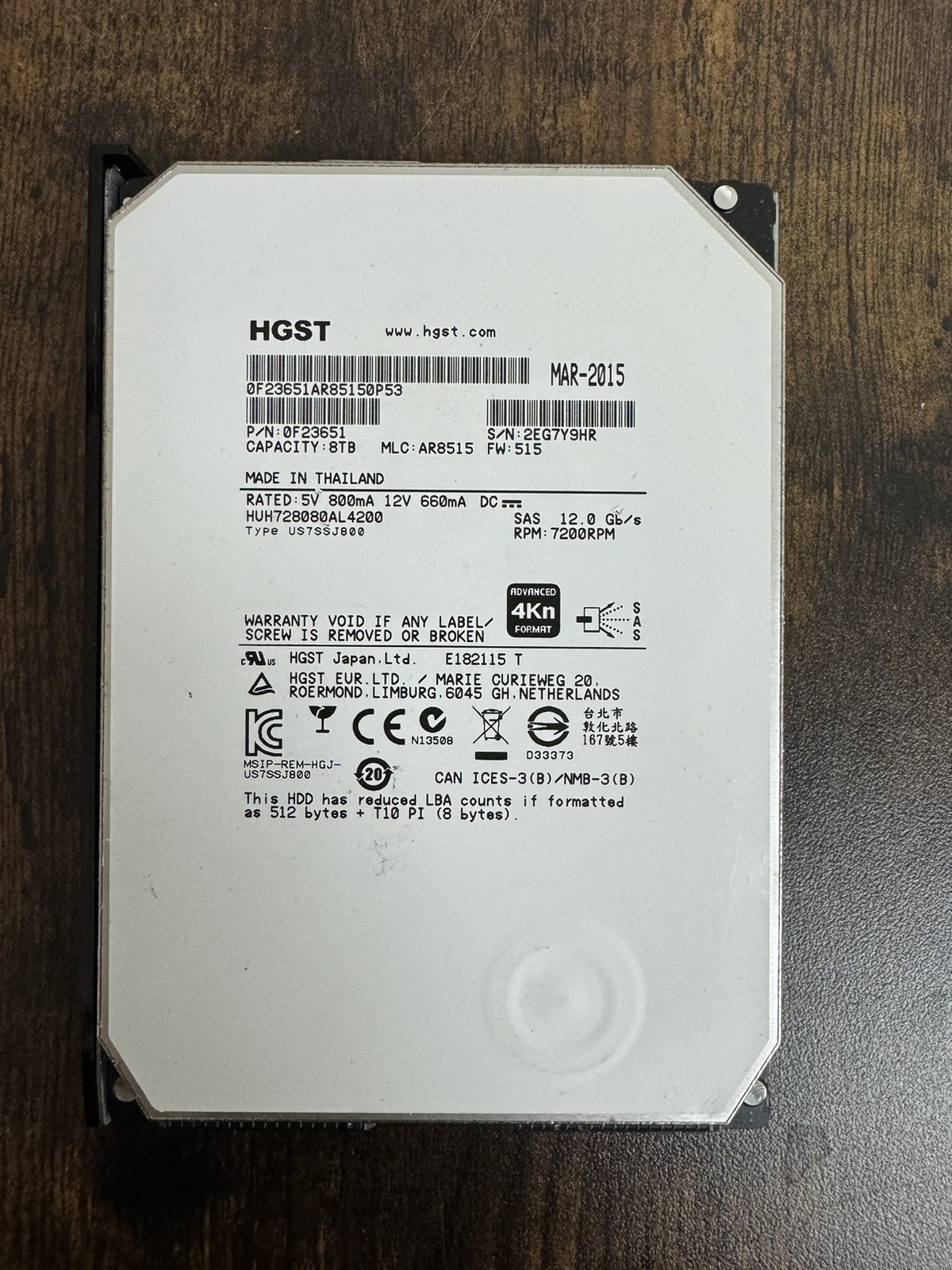 HGST 0F23651 8TB 7.2K 12Gbps SAS 3.5″ HDD – Enterprise Data Center Hard Drive