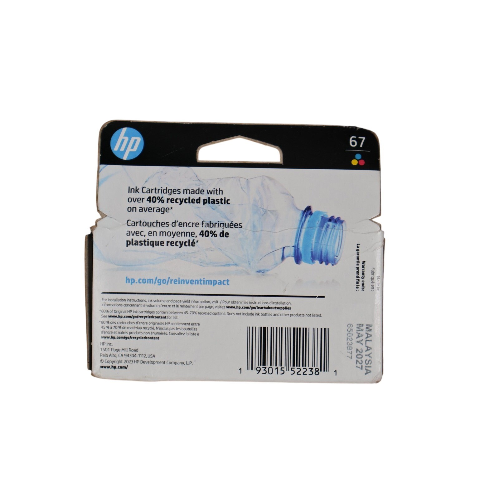 HP 67 Tri-Color Ink Cartridge Genuine OEM Original Printer Ink Malaysia