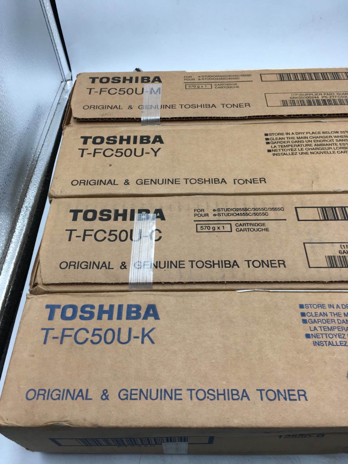 Genuine Set Of 4 Toshiba T-FC50U Toners 2M,Y,B For e-Studio 2555C,3055C,3555C RS