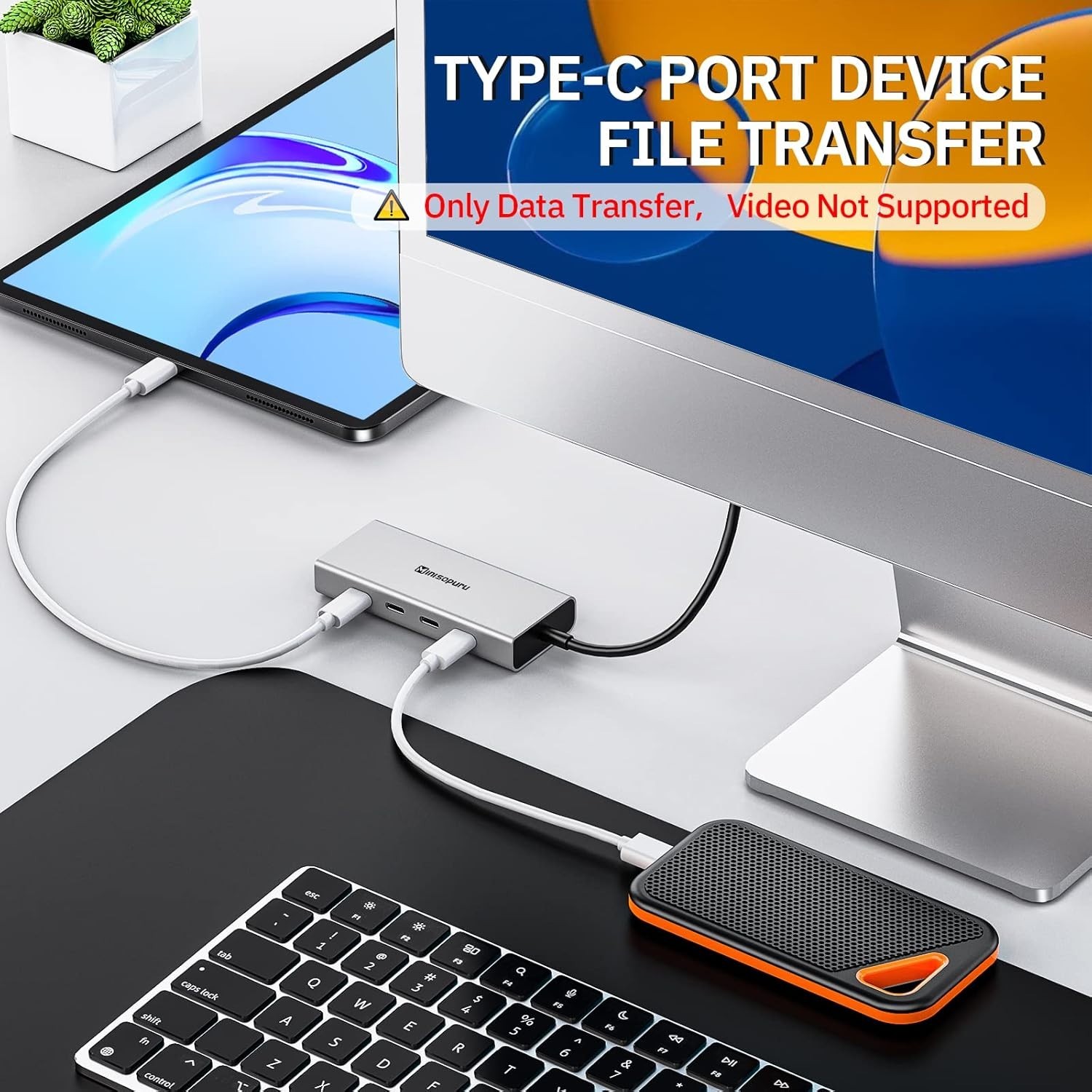Used Minisopuru USB C 5 in 1 Type C Hub 10Gbps USB C Hub with 100W PD Charge