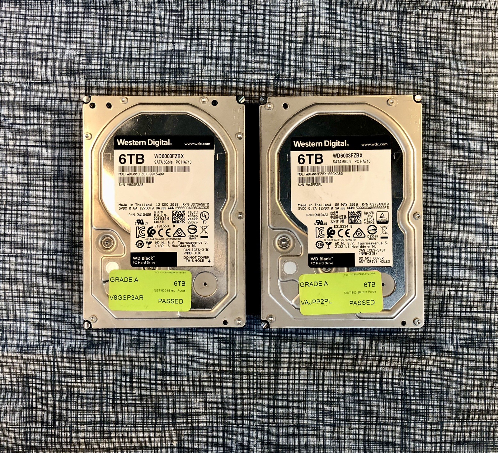 Lot of 2 WD Black 6TB 3.5″ SATA Hard Drive HDD WD6003FZBX 99%+ Health Tested