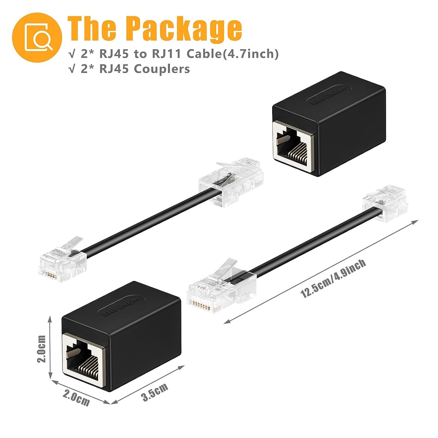 Phone Jack To Ethernet Adapter Rj11 To Rj45 Adapter Rj45 Female To Rj11 Male For