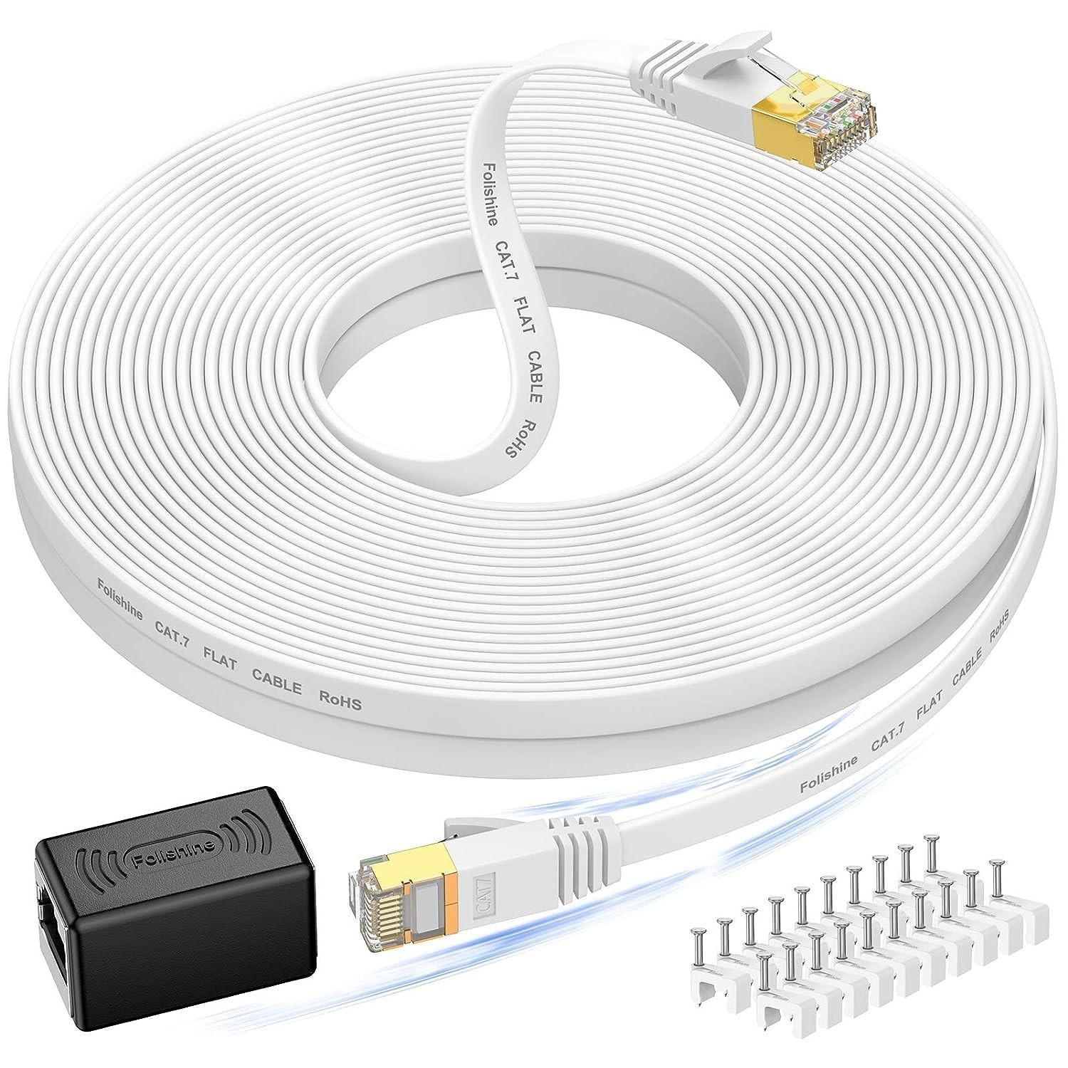 Cable Ethernet Cat 7 de 30 m para red LAN de Internet plana y de alta velocidad