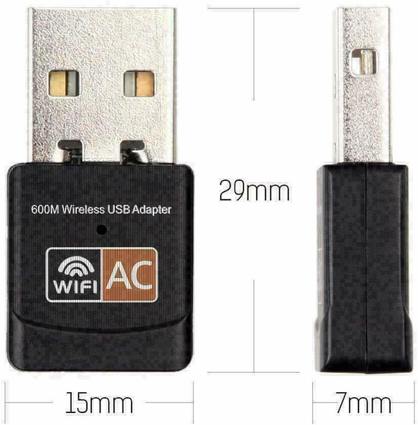 600Mbps Wireless USB Ethernet PC WiFi AC Adapter Lan 802.11 Dual Band 2.4G / 5G