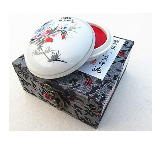 朱砂印泥 Cinnabar ink Pad for Seals in China Cup measured 3.15″ in Diameter – 60g