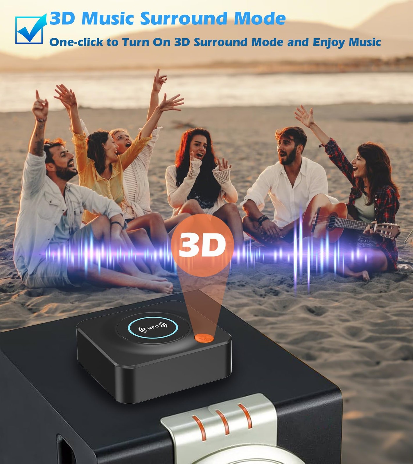 Bluetooth Receiver for Home Stereo, AUX RCA Adapter, NFC, 33ft Range