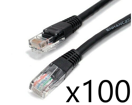 100 Pack Lot – 7ft CAT5e Ethernet Network LAN Router Patch Cable Cord Wire Black