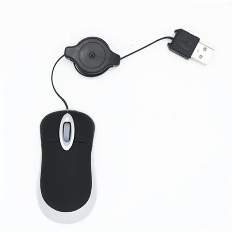 Mini Portable Wired Retractable Mouse Computer Mause Small Hand USB Optical 1000